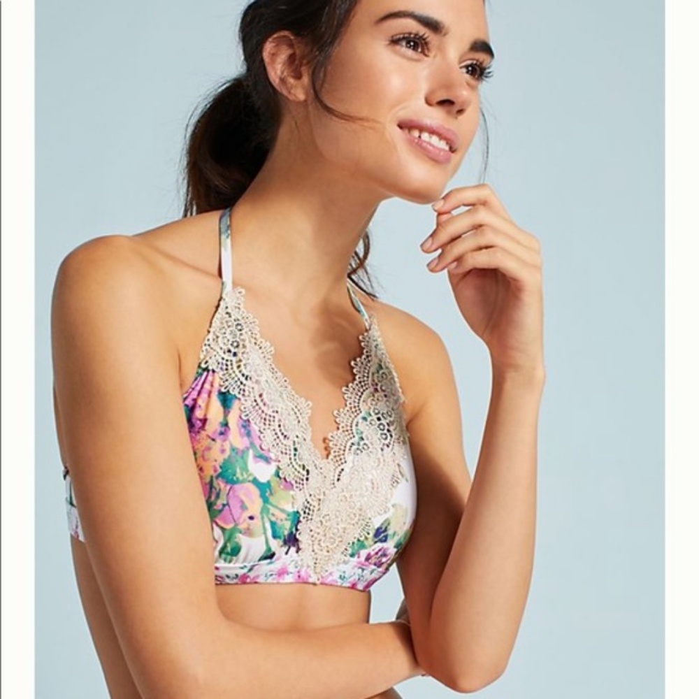 Anthropologie Allihop Laced Halter Bikini Top NEW - Picture 2 of 3